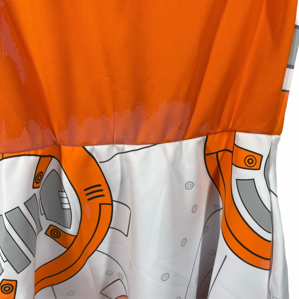Star Wars BB8 Skater Dress Medium White Orange - Picture 9 of 11